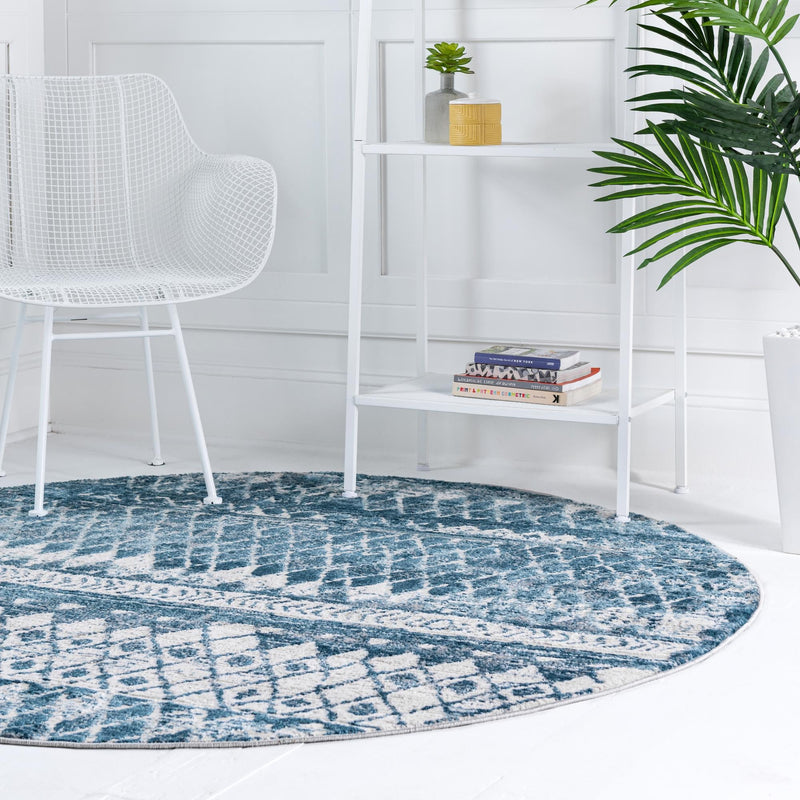 Dresden Elegance Collection Area Rug - Zittau Round Blue lifestyle 44