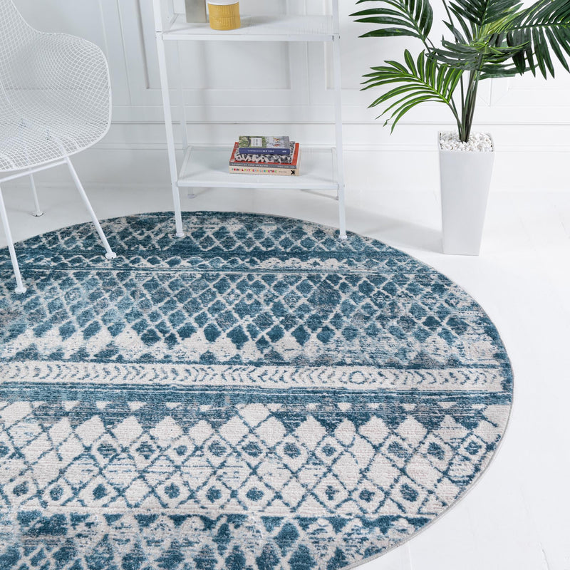 Dresden Elegance Collection Area Rug - Zittau Round Blue lifestyle 52