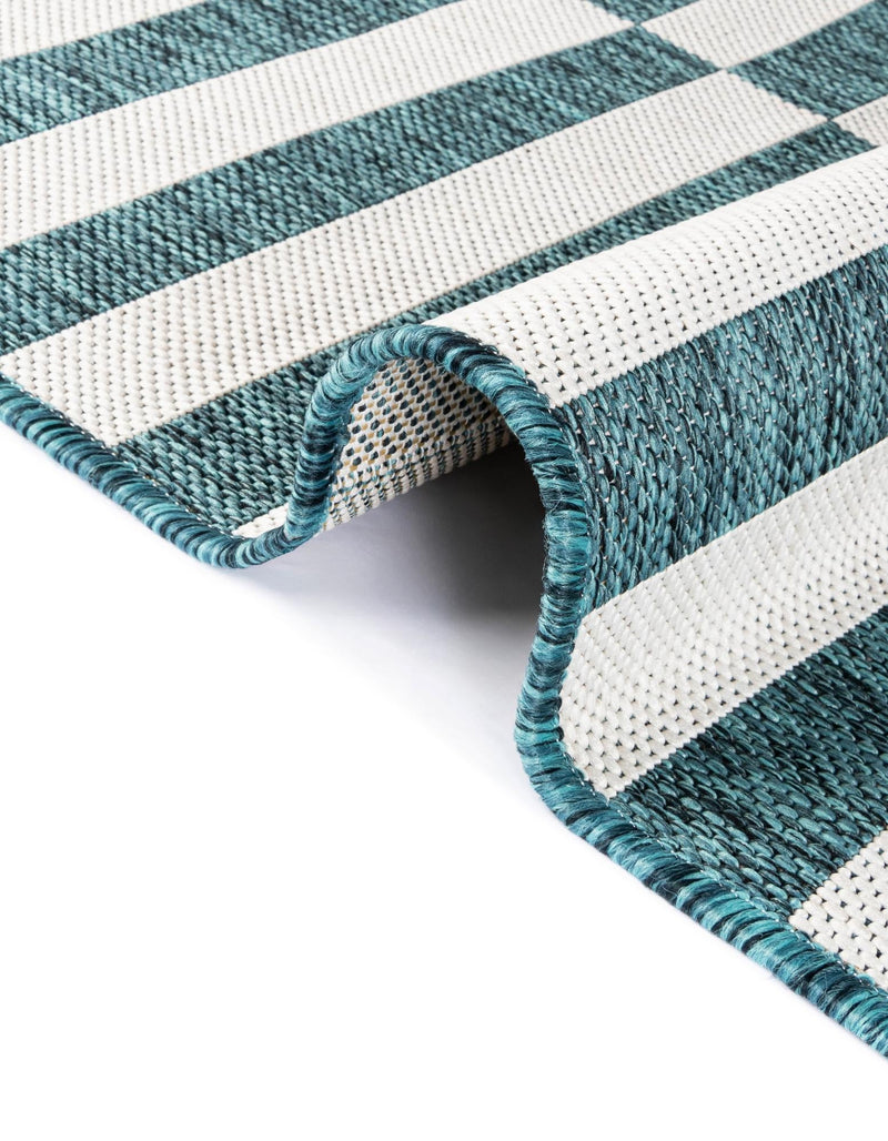 Seaside Stripes Collection Area Rug - Cabana (Teal) Rectangle Teal lifestyle 5