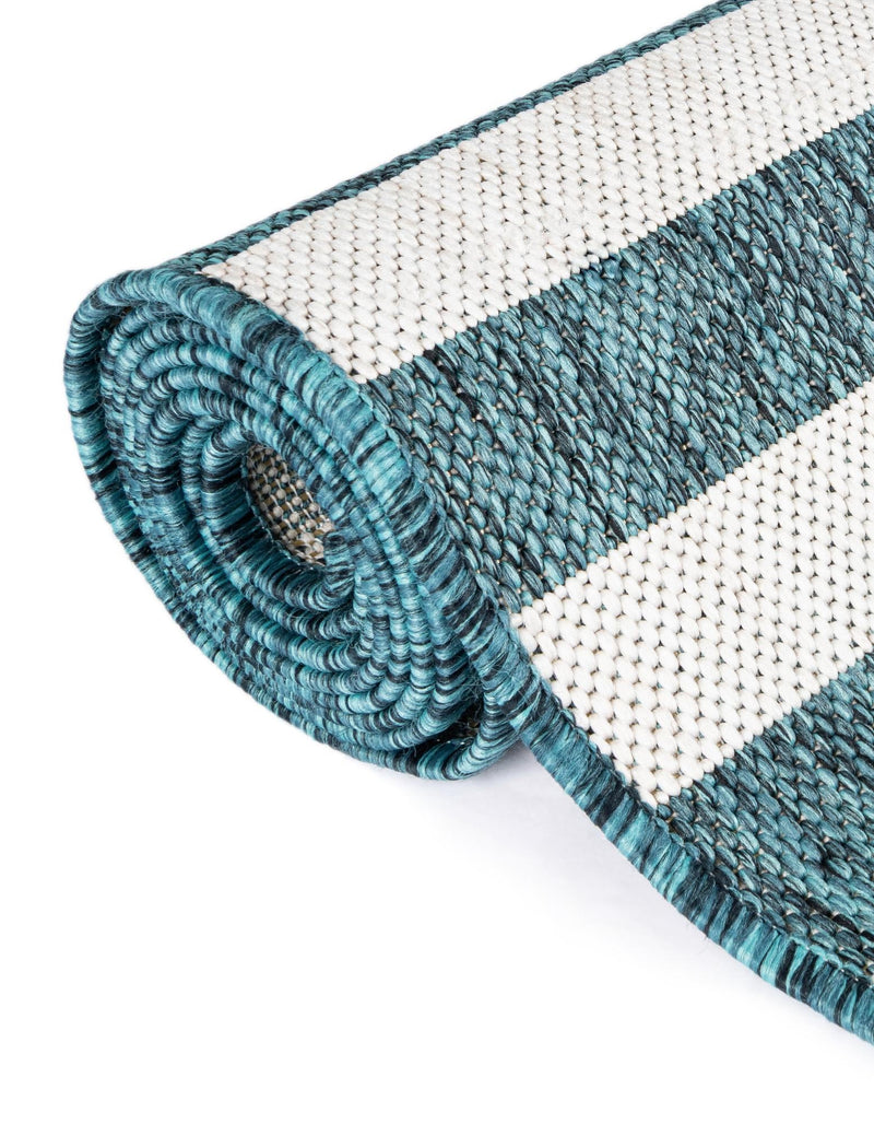 Seaside Stripes Collection Area Rug - Cabana (Teal) Rectangle Teal lifestyle 7