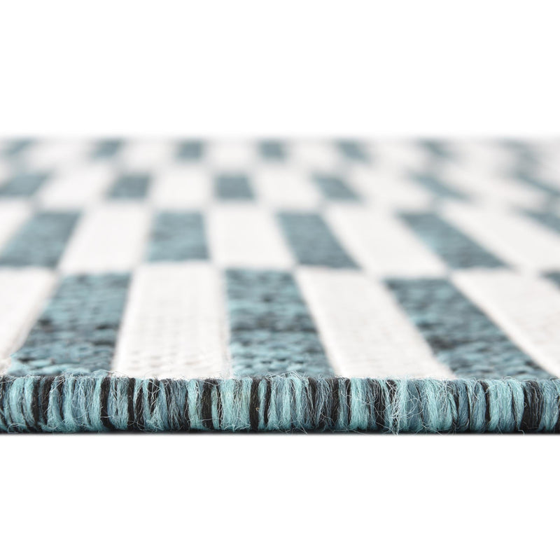 Patio Stripe Harmony Collection Area Rug - Cabana (Teal) Runner Teal lifestyle 3