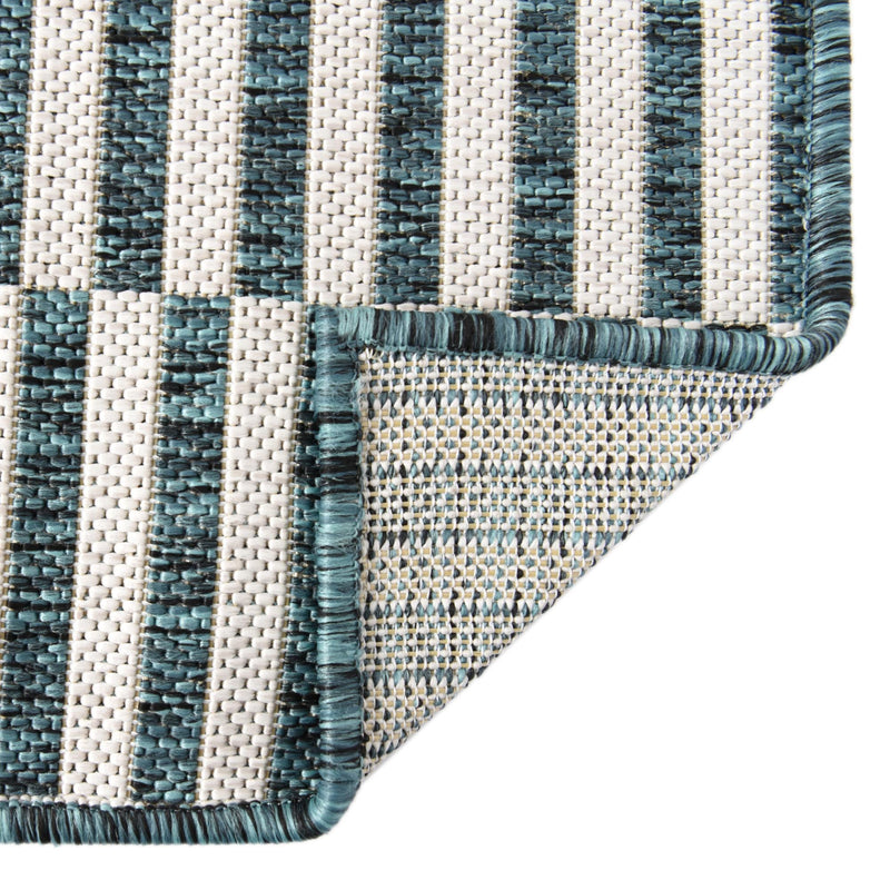 Patio Stripe Harmony Collection Area Rug - Cabana (Teal) Runner Teal lifestyle 7