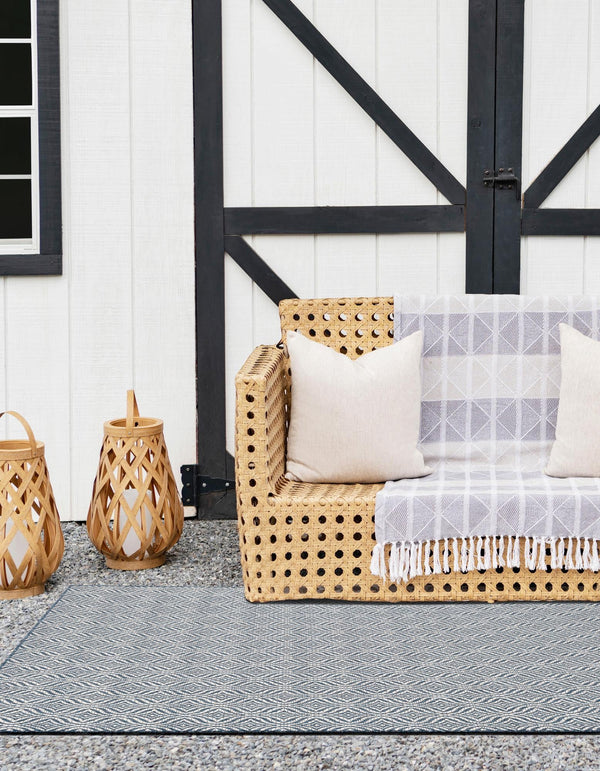 Garden Lattice Oasis Collection Area Rug - Terrace Rectangle Blue lifestyle 31