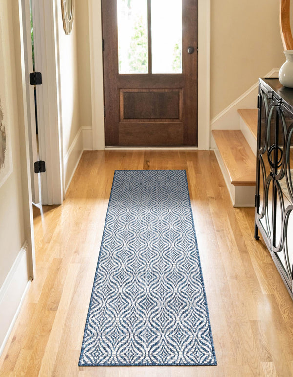 Garden Lattice Oasis Collection Area Rug - Terrace Runner Blue lifestyle 146