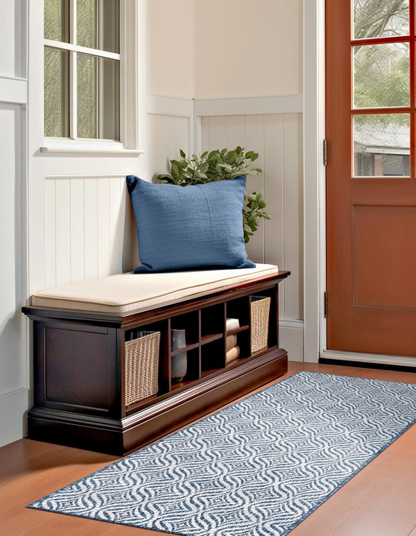 Garden Lattice Oasis Collection Area Rug - Terrace Runner Blue lifestyle 194
