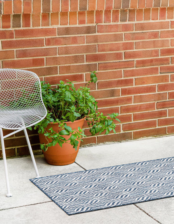 Garden Lattice Oasis Collection Area Rug - Terrace Runner Blue lifestyle 206