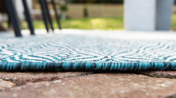 Garden Lattice Oasis Collection Area Rug - Terrace Rectangle Teal lifestyle 23