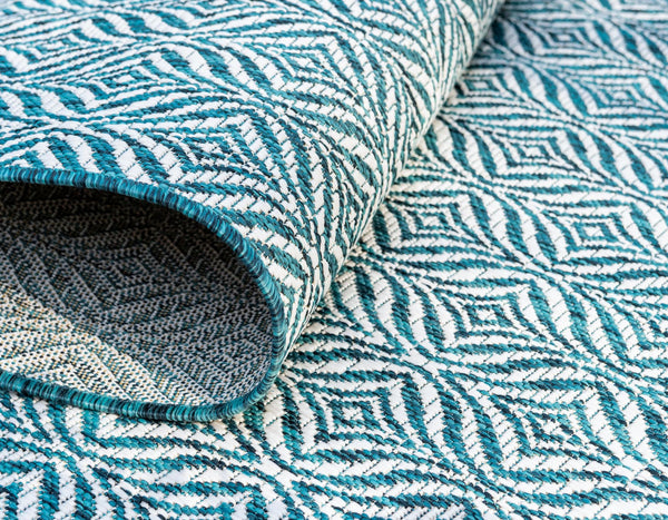 Garden Lattice Oasis Collection Area Rug - Terrace Rectangle Teal lifestyle 24