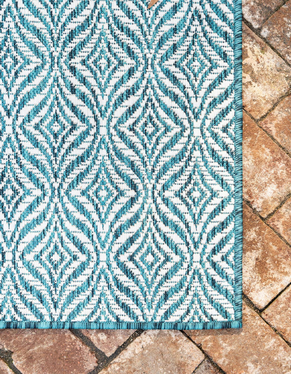 Garden Lattice Oasis Collection Area Rug - Terrace Rectangle Teal lifestyle 25