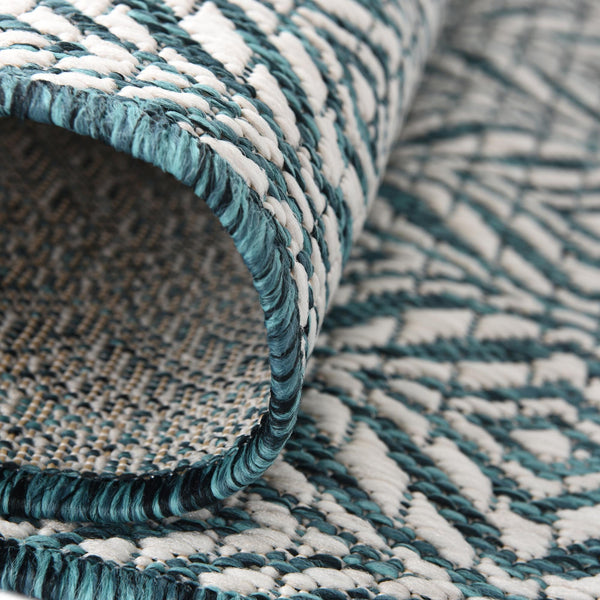 Garden Lattice Oasis Collection Area Rug - Terrace Runner Teal lifestyle 16