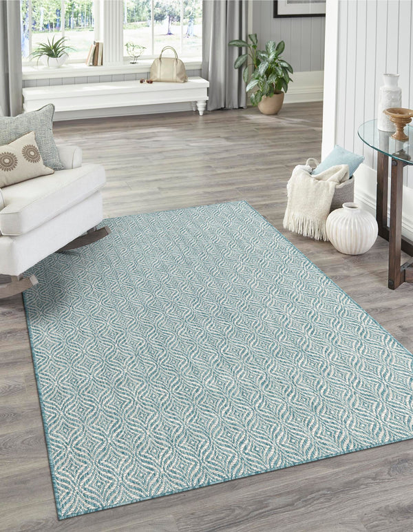 Garden Lattice Oasis Collection Area Rug - Terrace Rectangle Aqua lifestyle 16