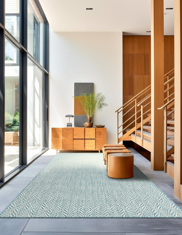 Garden Lattice Oasis Collection Area Rug - Terrace Rectangle Aqua lifestyle 28