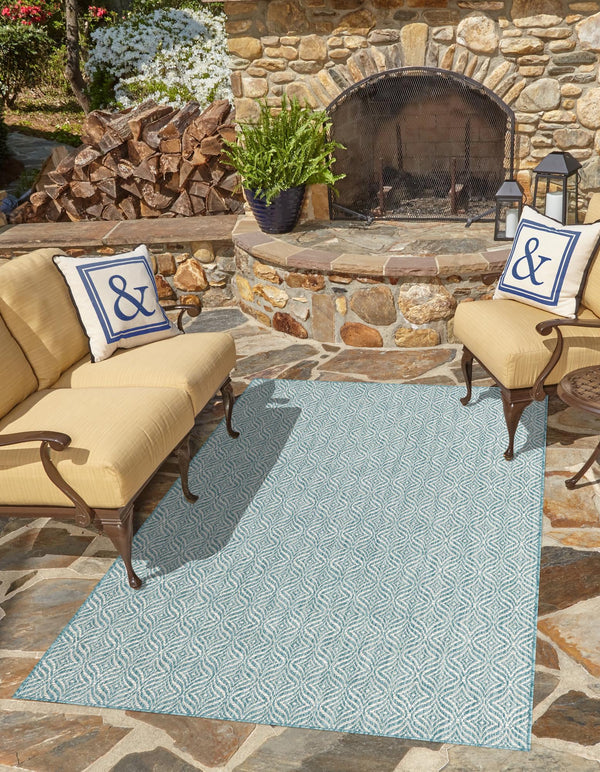 Garden Lattice Oasis Collection Area Rug - Terrace Rectangle Aqua lifestyle 34