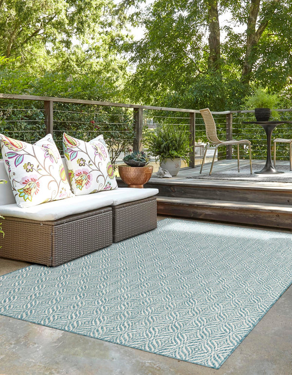Garden Lattice Oasis Collection Area Rug - Terrace Rectangle Aqua lifestyle 46