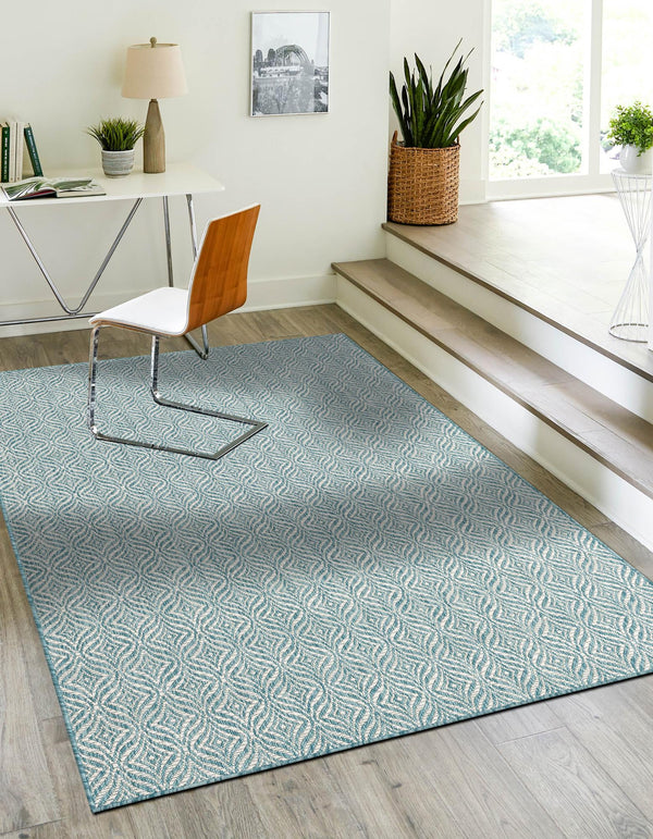 Garden Lattice Oasis Collection Area Rug - Terrace Rectangle Aqua lifestyle 52