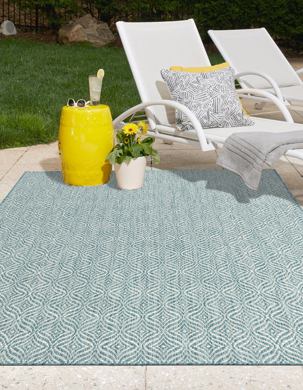 Garden Lattice Oasis Collection Area Rug - Terrace Rectangle Aqua lifestyle 58