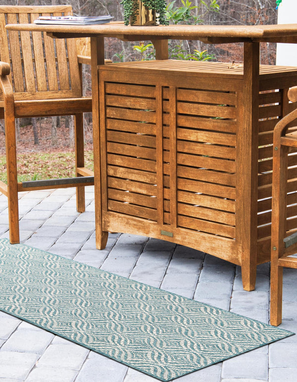 Garden Lattice Oasis Collection Area Rug - Terrace Runner Aqua lifestyle 208