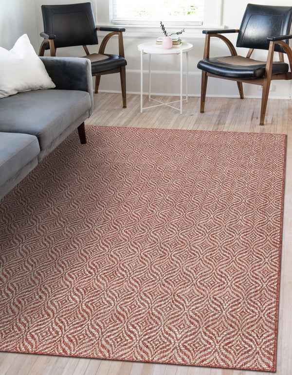 Garden Lattice Oasis Collection Area Rug - Terrace Rectangle Rust Red lifestyle 17