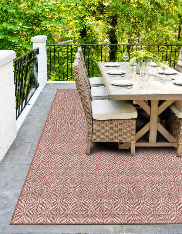 Garden Lattice Oasis Collection Area Rug - Terrace Rectangle Rust Red lifestyle 29
