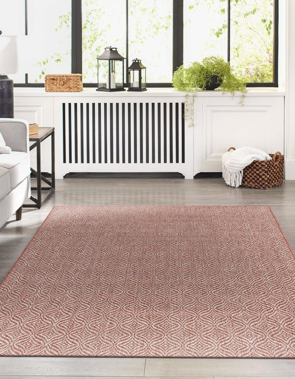 Garden Lattice Oasis Collection Area Rug - Terrace Rectangle Rust Red lifestyle 35