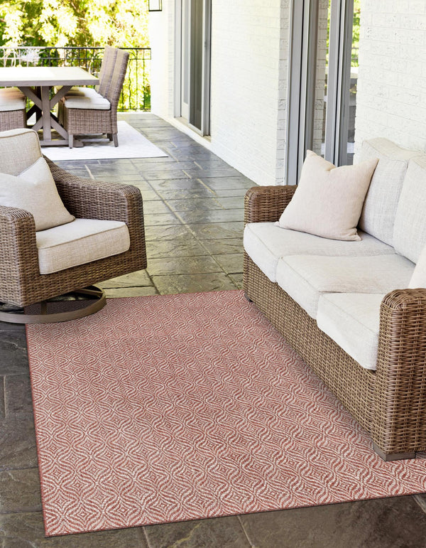 Garden Lattice Oasis Collection Area Rug - Terrace Rectangle Rust Red lifestyle 53