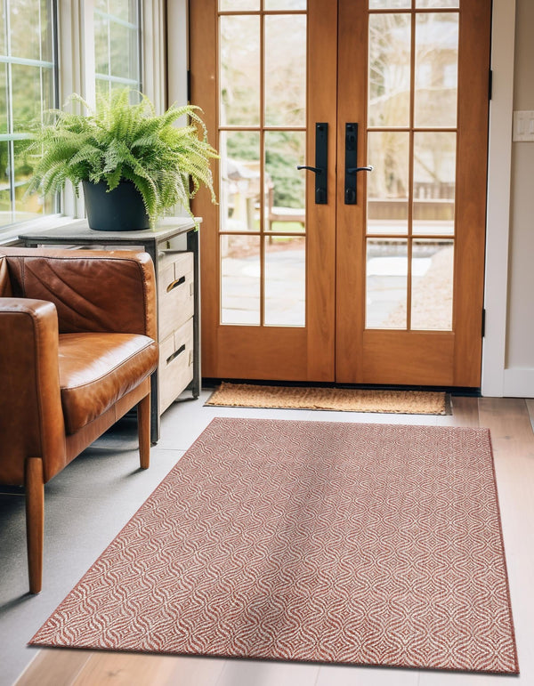 Garden Lattice Oasis Collection Area Rug - Terrace Rectangle Rust Red lifestyle 59
