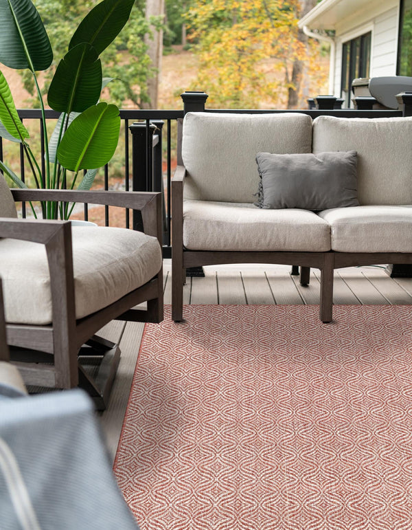 Garden Lattice Oasis Collection Area Rug - Terrace Rectangle Rust Red lifestyle 65