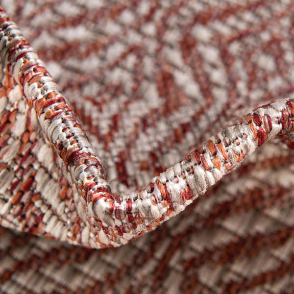 Garden Lattice Oasis Collection Area Rug - Terrace Round Rust Red lifestyle 7