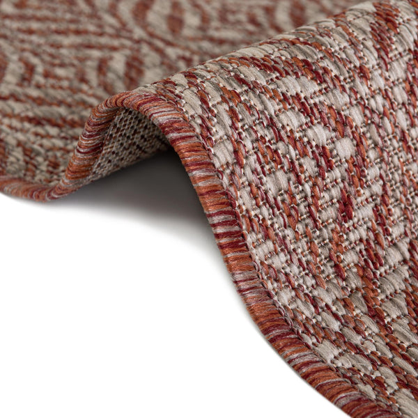Garden Lattice Oasis Collection Area Rug - Terrace Round Rust Red lifestyle 8