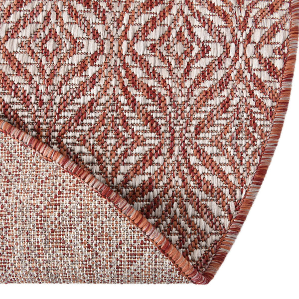 Garden Lattice Oasis Collection Area Rug - Terrace Round Rust Red lifestyle 12