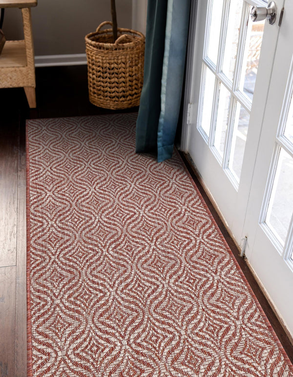 Garden Lattice Oasis Collection Area Rug - Terrace Runner Rust Red lifestyle 198