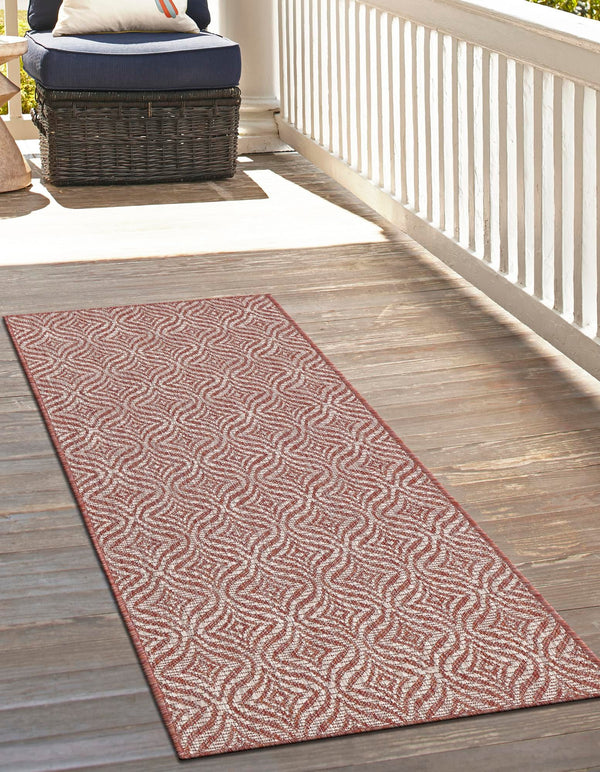 Garden Lattice Oasis Collection Area Rug - Terrace Runner Rust Red lifestyle 210