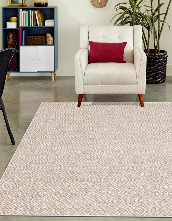 Garden Lattice Oasis Collection Area Rug - Terrace Rectangle Taupe lifestyle 18