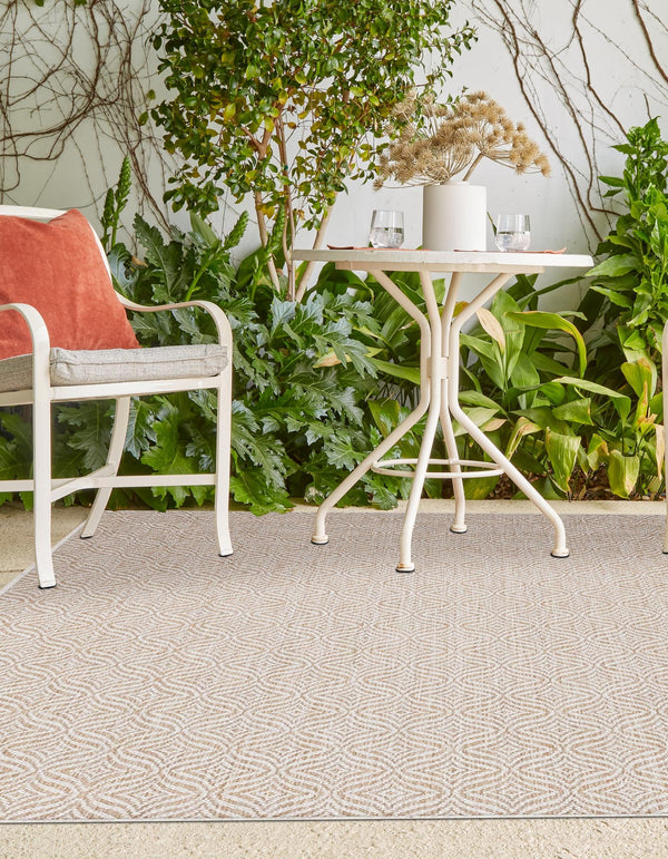 Garden Lattice Oasis Collection Area Rug - Terrace Rectangle Taupe lifestyle 21