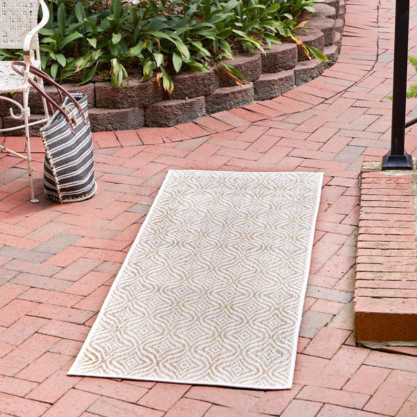 Garden Lattice Oasis Collection Area Rug - Terrace Runner Taupe lifestyle 23