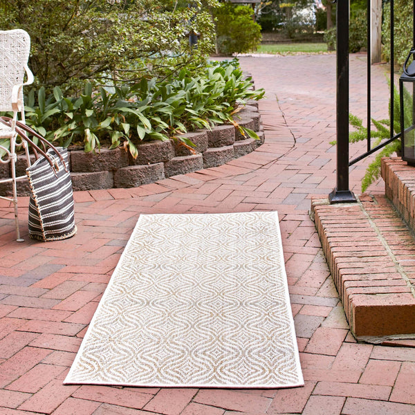 Garden Lattice Oasis Collection Area Rug - Terrace Runner Taupe lifestyle 24