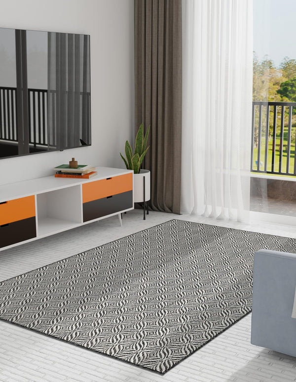 Garden Lattice Oasis Collection Area Rug - Terrace Rectangle Charcoal lifestyle 13