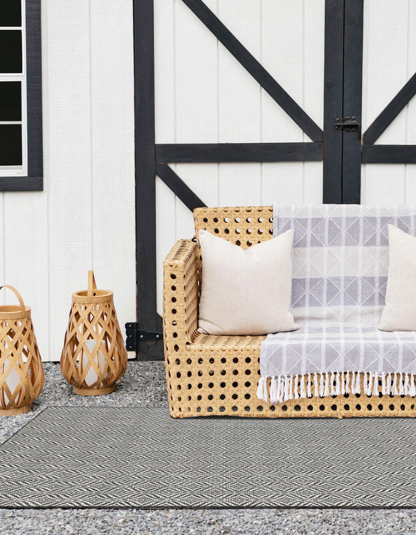 Garden Lattice Oasis Collection Area Rug - Terrace Rectangle Charcoal lifestyle 22