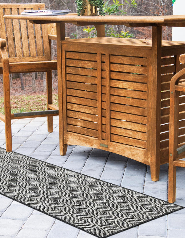 Garden Lattice Oasis Collection Area Rug - Terrace Runner Charcoal lifestyle 213