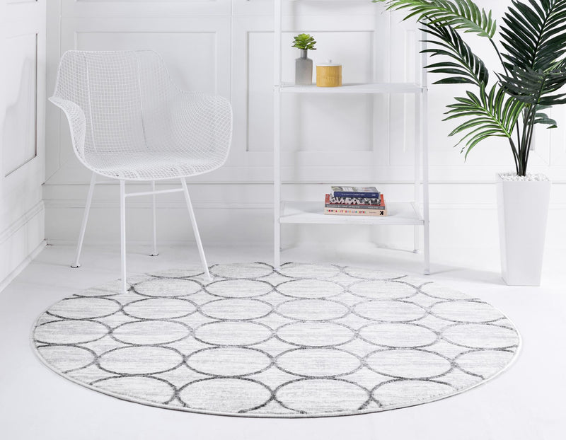 Garden Maze Retreat Collection Area Rug - Ivyhaven Round White lifestyle 70