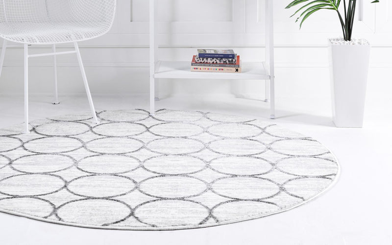 Garden Maze Retreat Collection Area Rug - Ivyhaven Round White lifestyle 75
