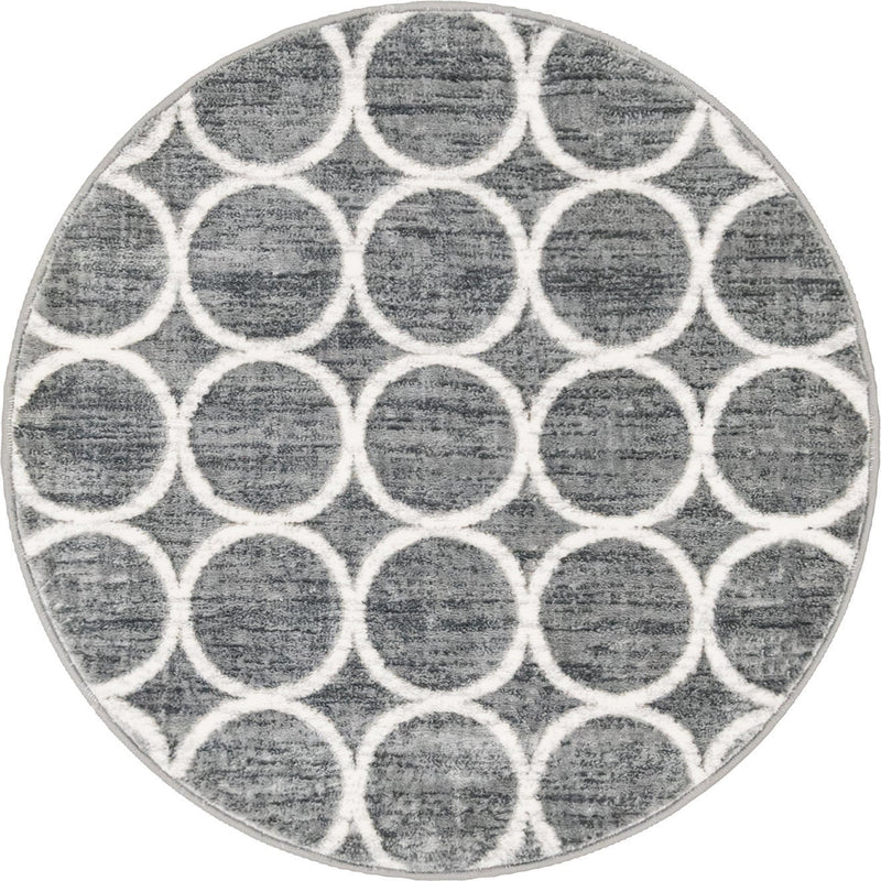 Garden Maze Retreat Collection Area Rug - Ivyhaven Round Gray lifestyle 58