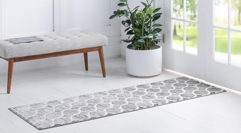 Garden Maze Retreat Collection Area Rug - Ivyhaven Runner Gray lifestyle 76