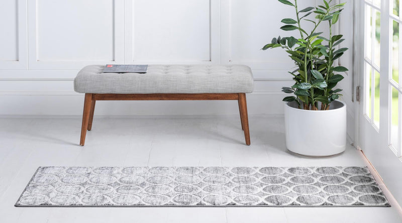 Garden Maze Retreat Collection Area Rug - Ivyhaven Runner Gray lifestyle 88