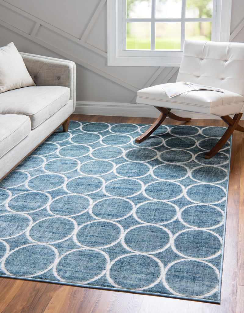 Garden Maze Retreat Collection Area Rug - Ivyhaven Rectangle Blue lifestyle 4