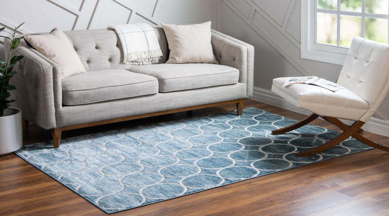 Garden Maze Retreat Collection Area Rug - Ivyhaven Rectangle Blue lifestyle 7