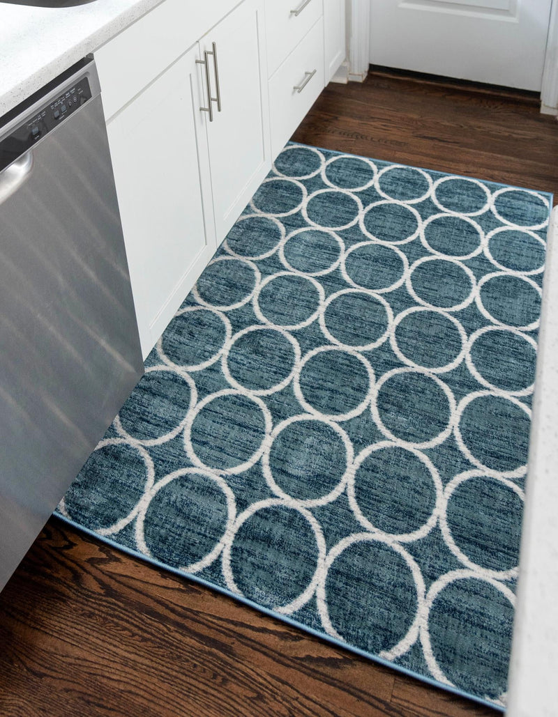 Garden Maze Retreat Collection Area Rug - Ivyhaven Rectangle Blue lifestyle 33