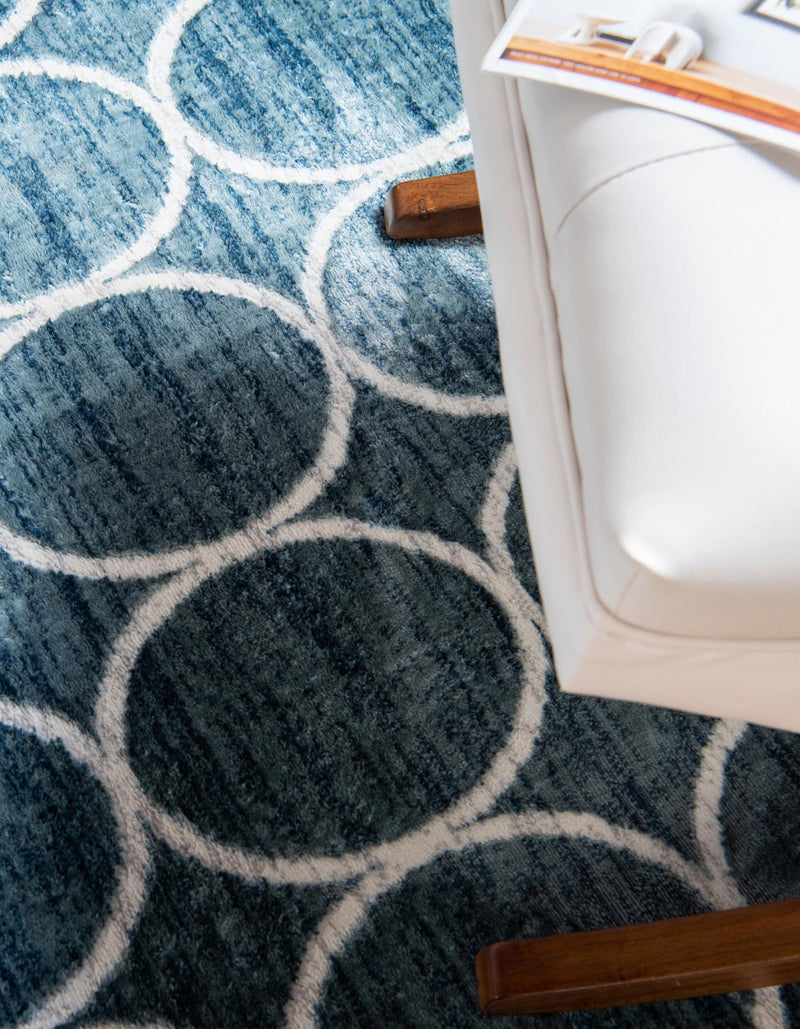 Garden Maze Retreat Collection Area Rug - Ivyhaven Round Blue lifestyle 80