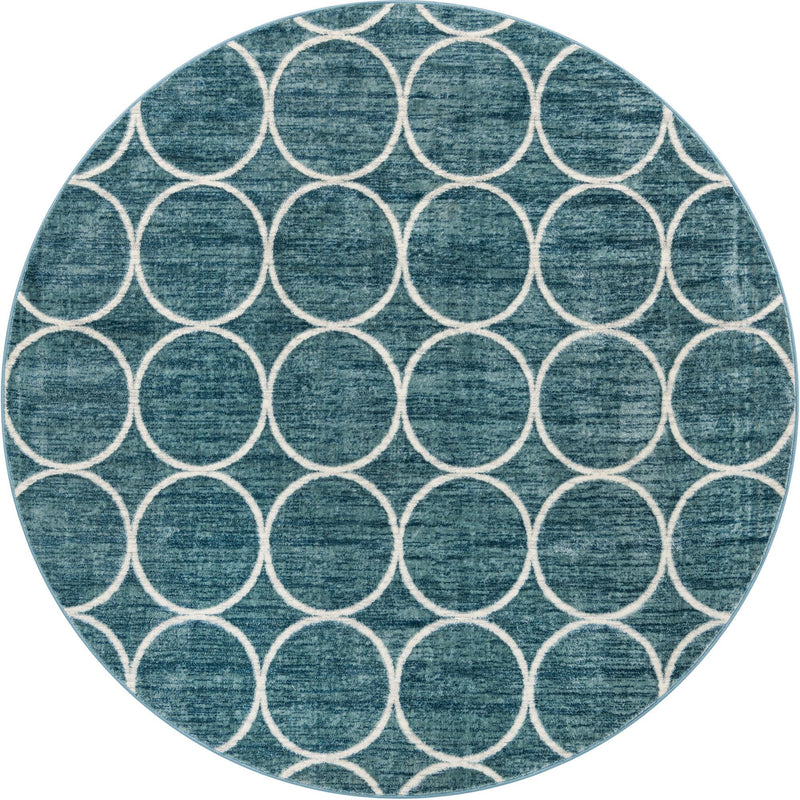 Garden Maze Retreat Collection Area Rug - Ivyhaven Round Blue lifestyle 51