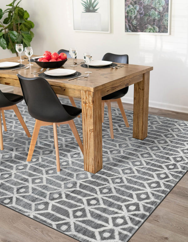 Garden Maze Retreat Collection Area Rug - Mazeview Rectangle Gray lifestyle 9